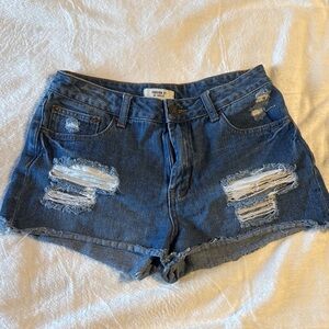 Forever 21 Blue Distressed Jean Shorts